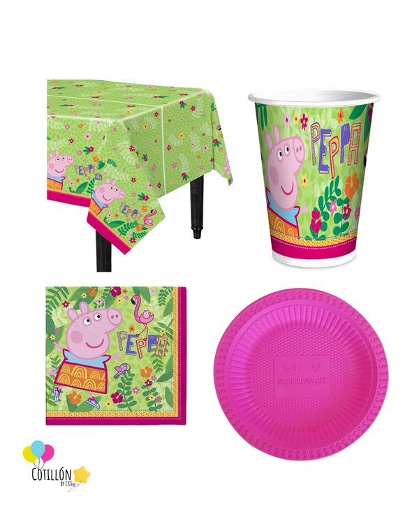 ⭐ Pack Mesa Familiar Peppa Pig - 12 niños