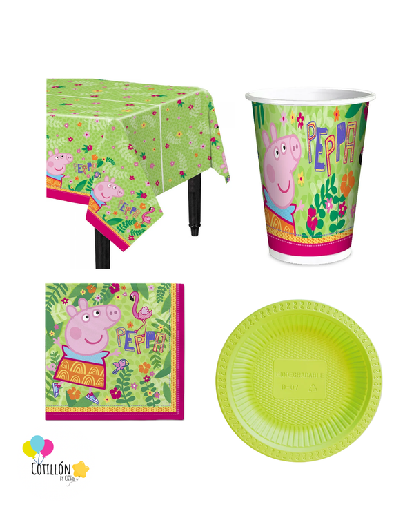 ⭐ Pack Mesa Familiar Peppa Pig - 12 niños