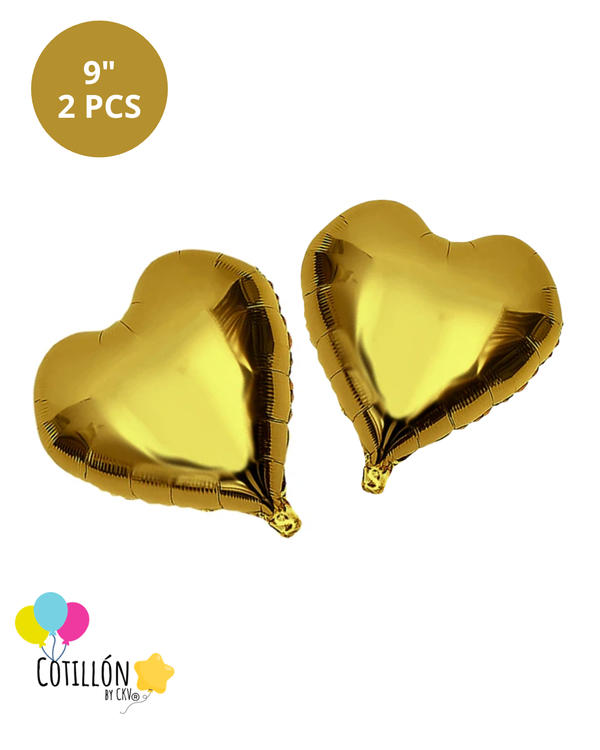 Globos Corazón Metalizados x 2 Unidades