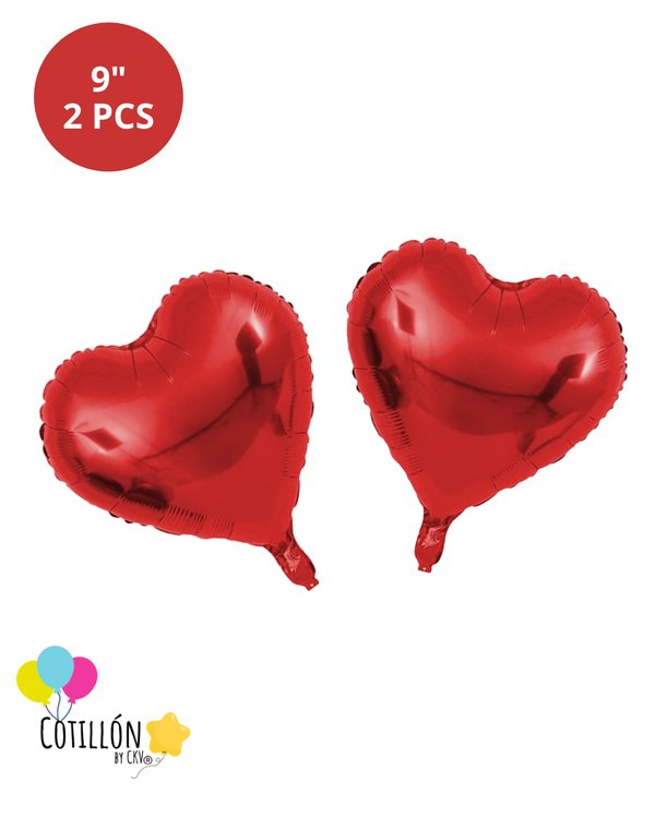 Globos Corazón Metalizados x 2 Unidades