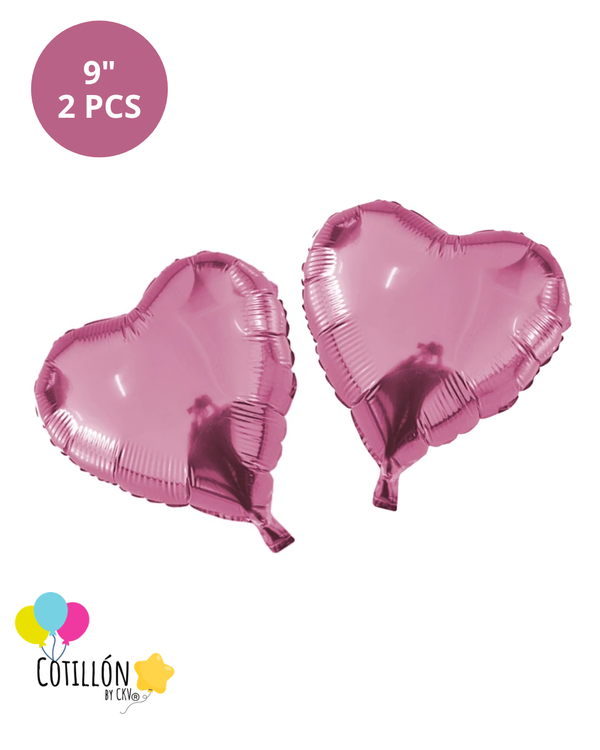 Globos Corazón Metalizados x 2 Unidades