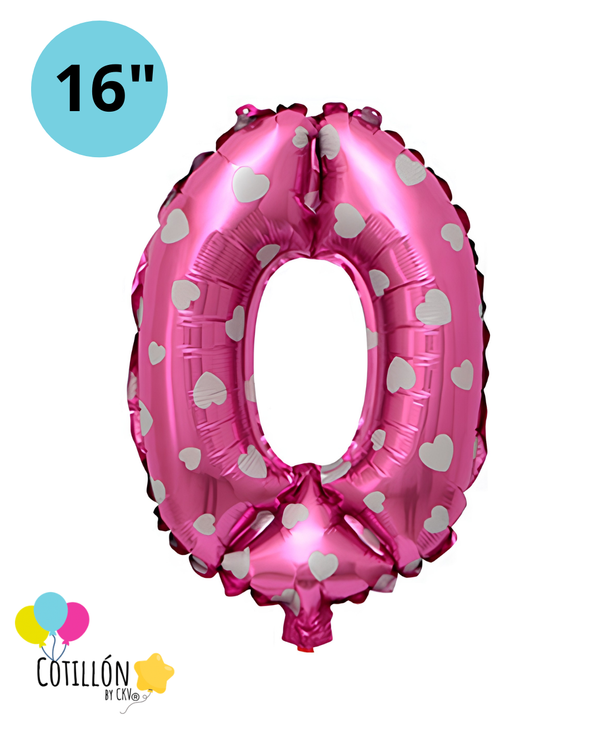 Globo Número 0 Metalizado 16" – Dorado, Plateado y Diseños