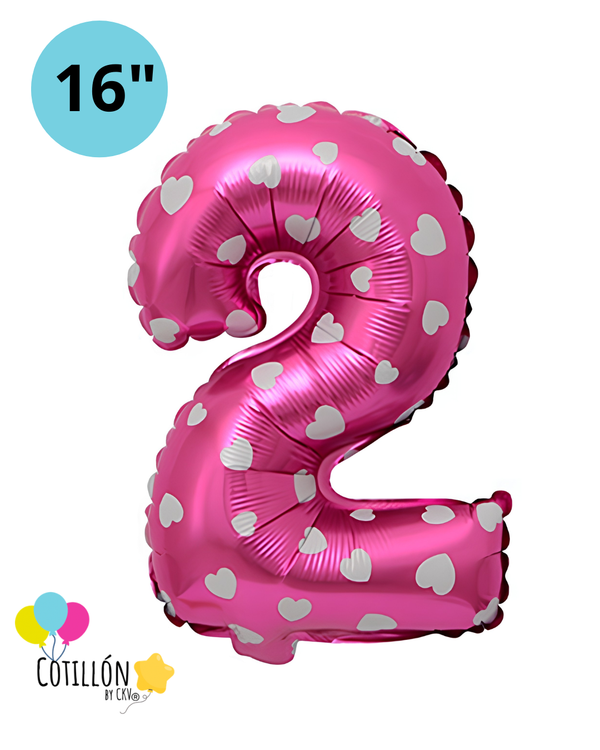 Globo Número 2 Metalizado 16" – Dorado, Plateado y Diseños