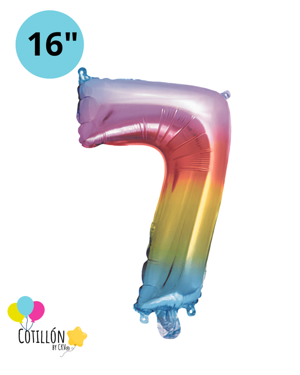 Globo Número 7 Metalizado 16" – Dorado, Plateado y Diseños
