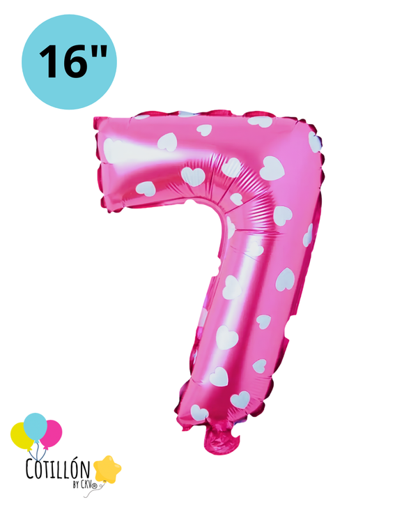 Globo Número 7 Metalizado 16" – Dorado, Plateado y Diseños