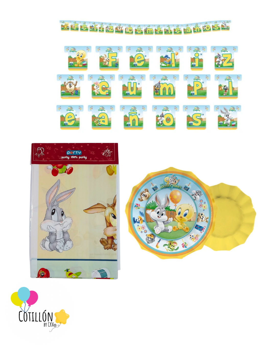 Kit Decoración Bugs Bunny y Piolín – 6 Niños