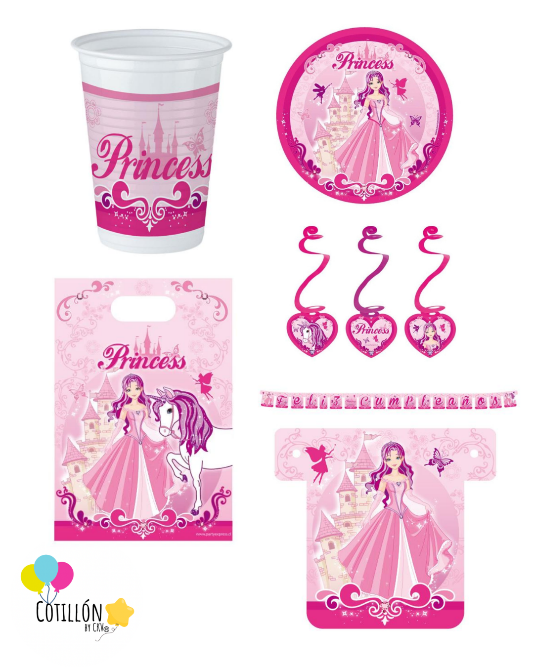 Kit Decoración Princesa y Unicornio – 6 Niños