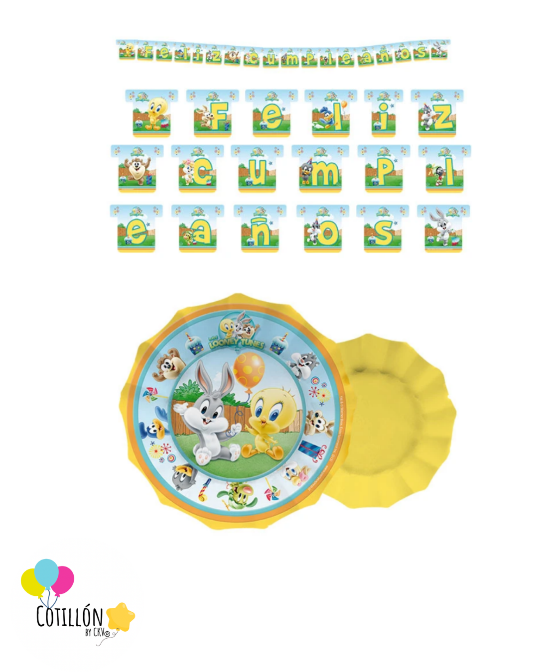 Kit Decoración Esencial Bugs Bunny y Piolín – 6 Niños
