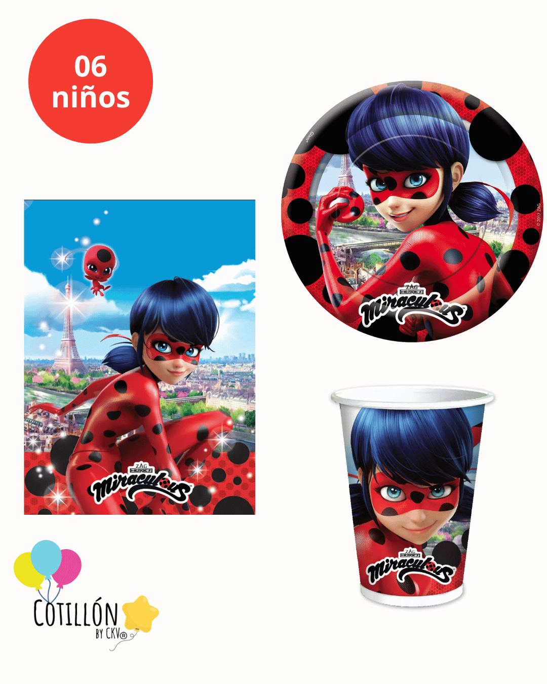 Pack Mesa Mini Lady Bug - 6 niños