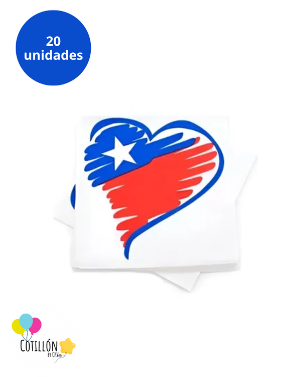 Servilletas Fiestas Patrias Corazón x 20 Unidades