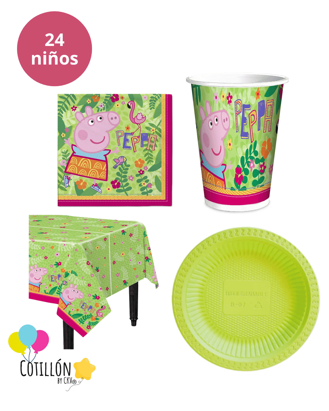 Pack Mesa Fiesta Peppa Pig - 24 niños