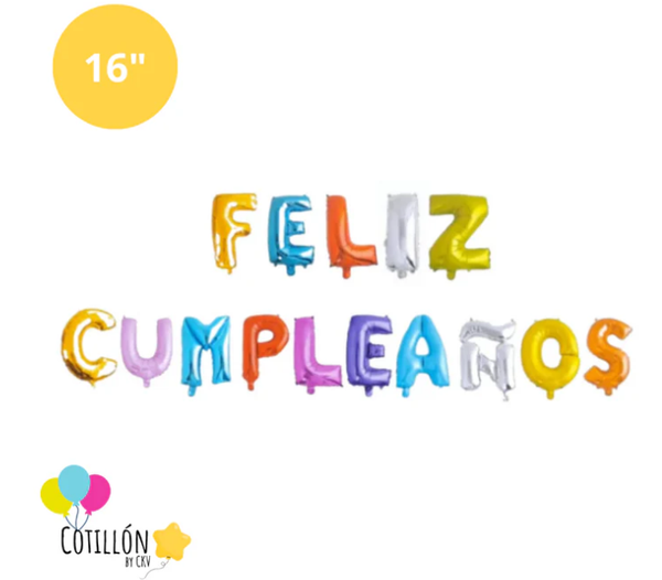 Globo Frase "Feliz Cumpleaños" 16" – Varios Colores