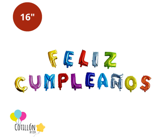 Globo Frase "Feliz Cumpleaños" 16" – Varios Colores