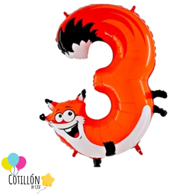 Globo Metalizado Número Diseño Animal