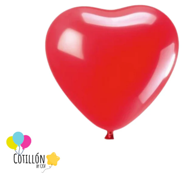 Globo Látex Corazón Rojo x 12 Unidades