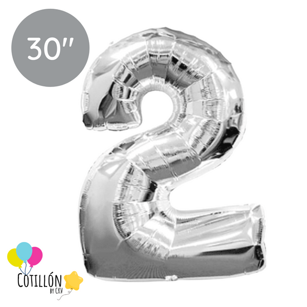 Globo Plateado 30P Numero 2
