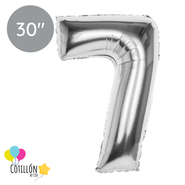 Globo Plateado 30" Numero 7