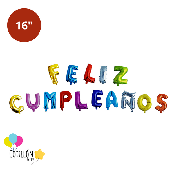 Frase Feliz Cumpleaños Multicolor 16"