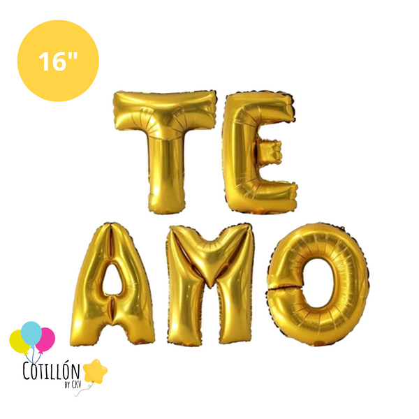 Frase Te Amo Dorado 16"