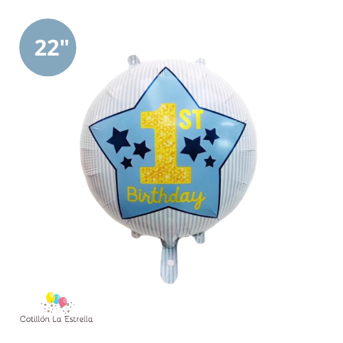 Globo Metalizado 1 Año de 22P Celeste