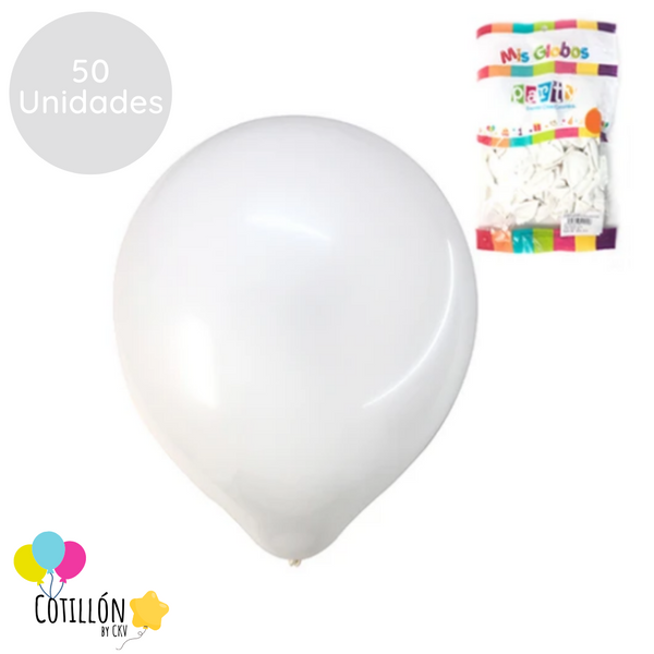 Globo Liso Blanco R9 x 50 Unidades