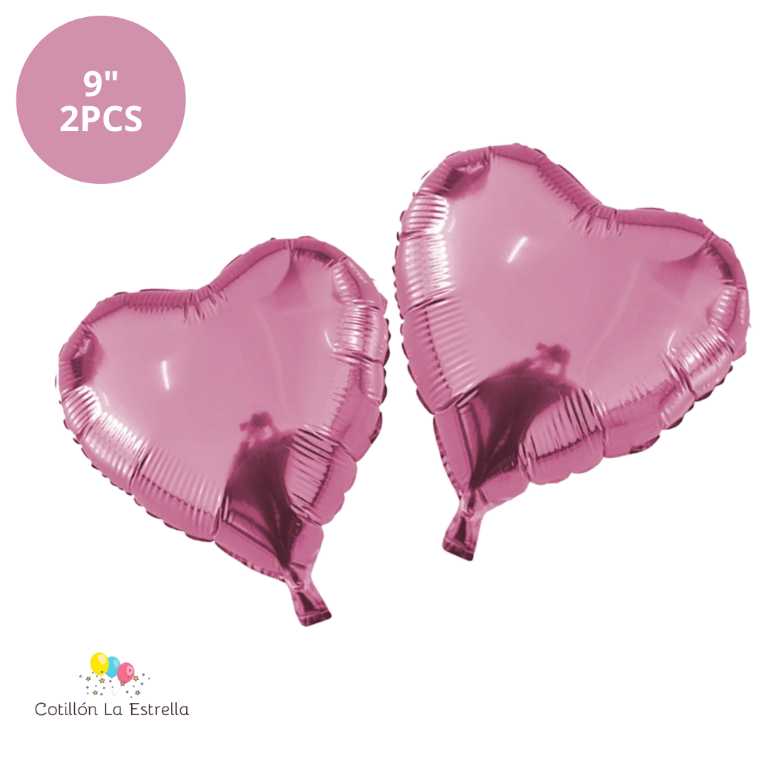 Globos Corazón Metalizado Rosa x 2 Unidades – Cotillon La Estrella