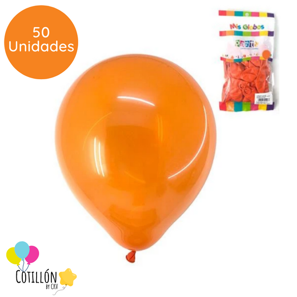 Globo Liso Naranjo R9 x 50 Unidades