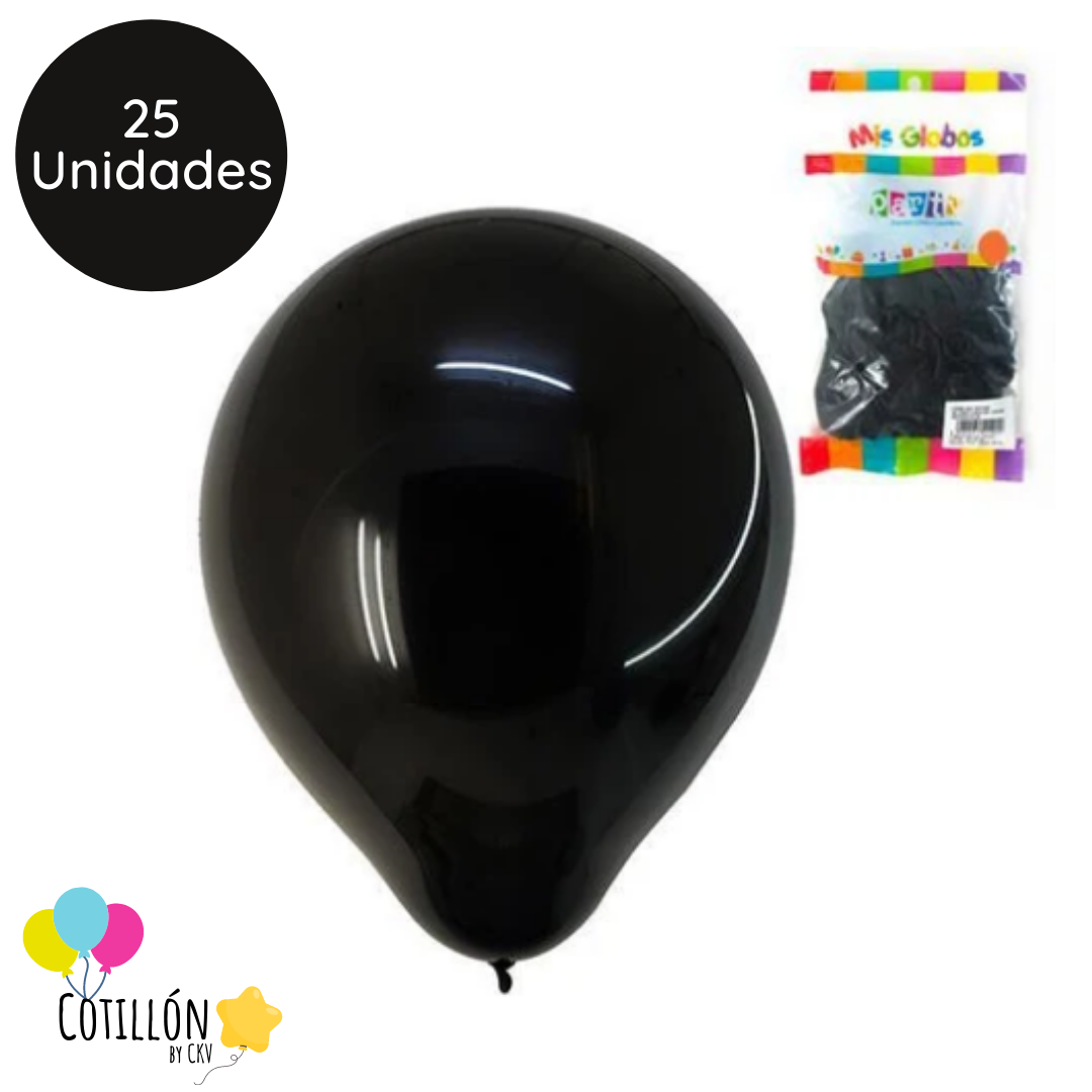 Globo Liso Negro R9 x 25 Unidades