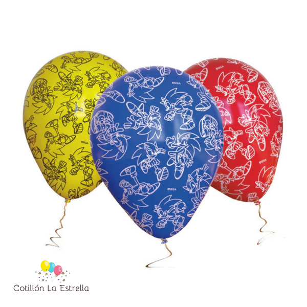 Globos Sonic x 12 Unidades