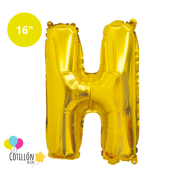 Globo Metalizado Letra H 16P Dorado