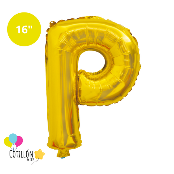Globo Metalizado Letra P 16P Dorado