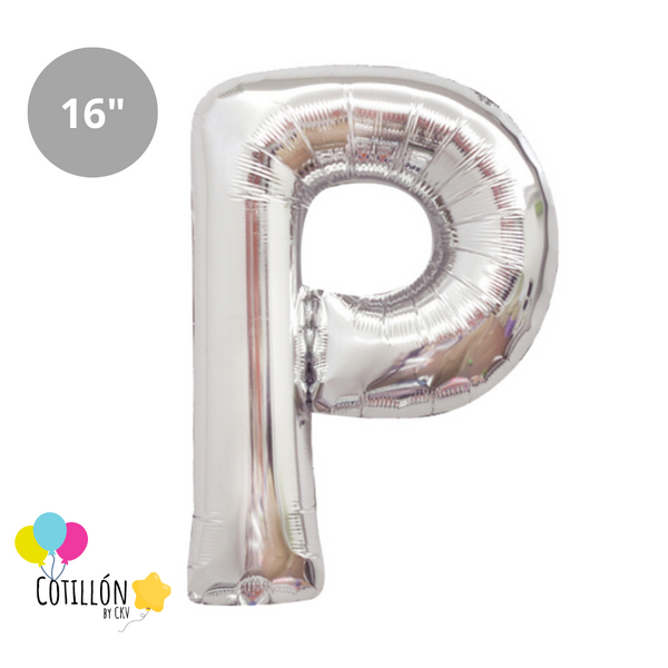 Globo Metalizado Letra P 16P Plateado