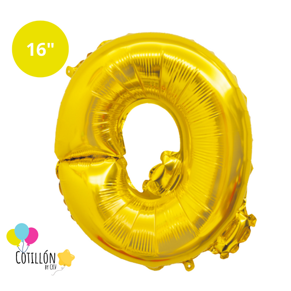 Globo Metalizado Letra Q 16P Dorado