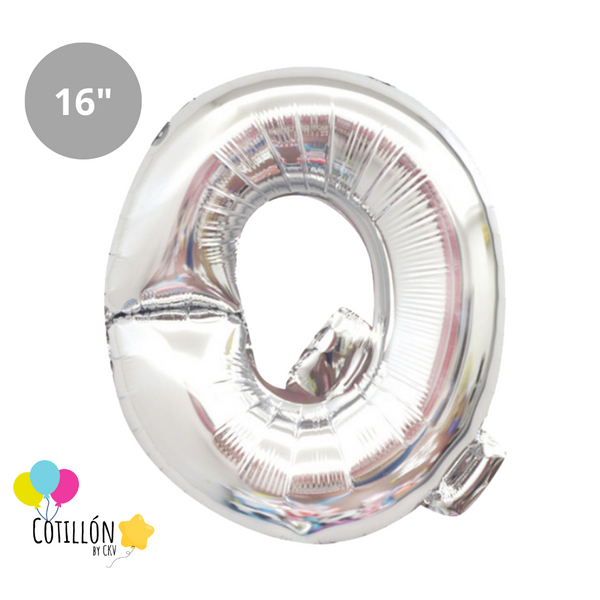 Globo Metalizado Letra Q 16P Plateado