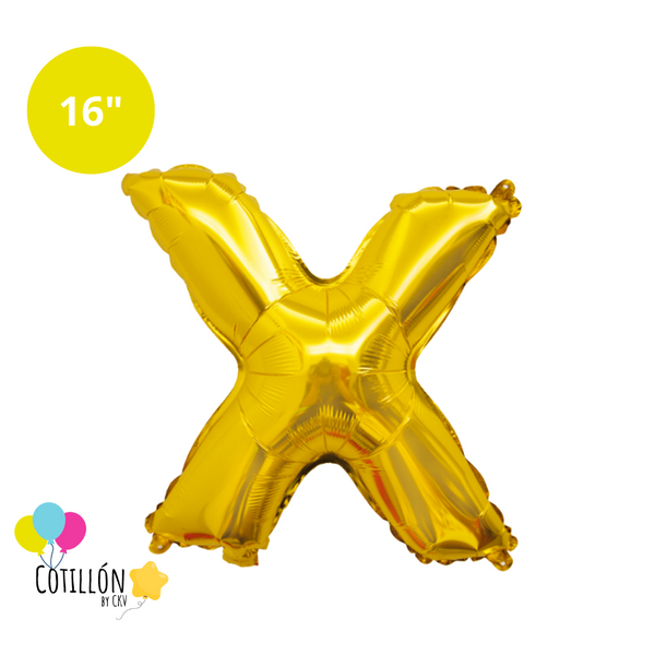 Globo Metalizado Letra X 16P Dorado