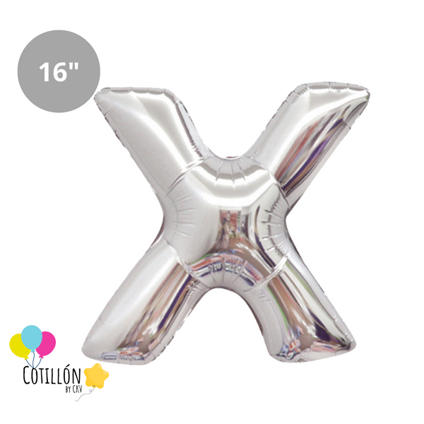 Globo Metalizado Letra X 16P Plateado