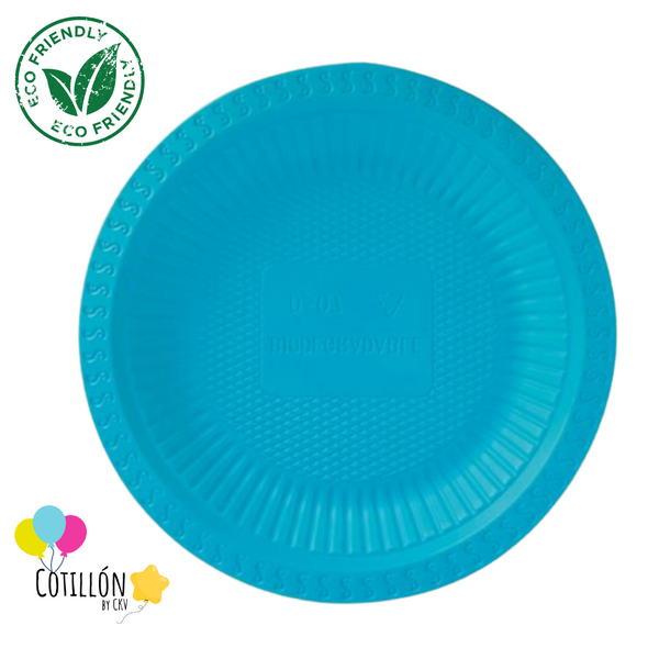 Plato Azul Green Party x 6 Unidades