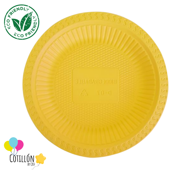 Plato Amarillo Green Party x 6 Unidades