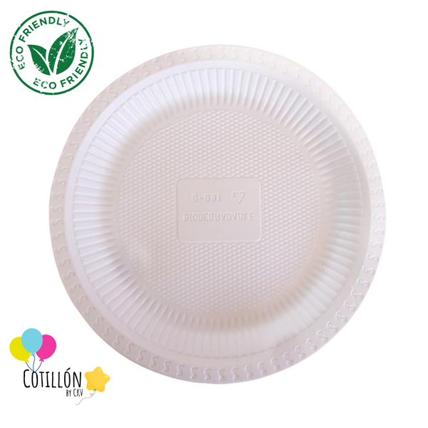 Plato Blanco Green Party x 6 Unidades