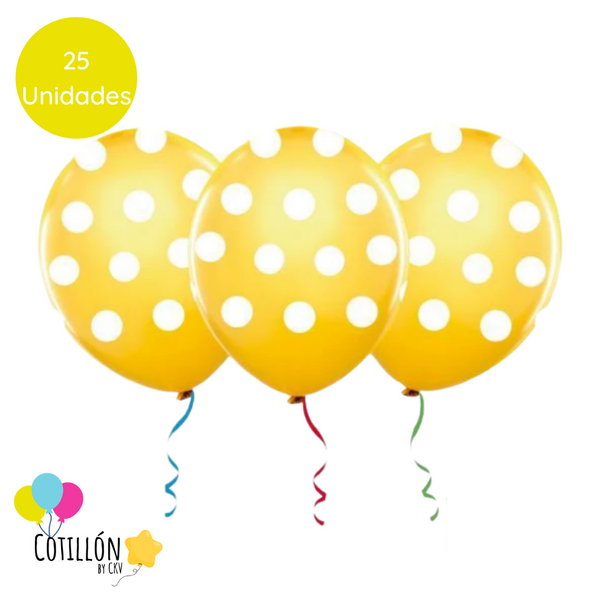 Globo Polka Amarillo R9 x 25 Unidades