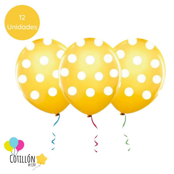 Globo Polka Amarillo R9 x 12 Unidades