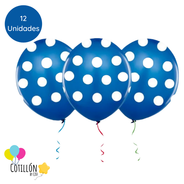 Globo Polka Azul R9 x 12 Unidades