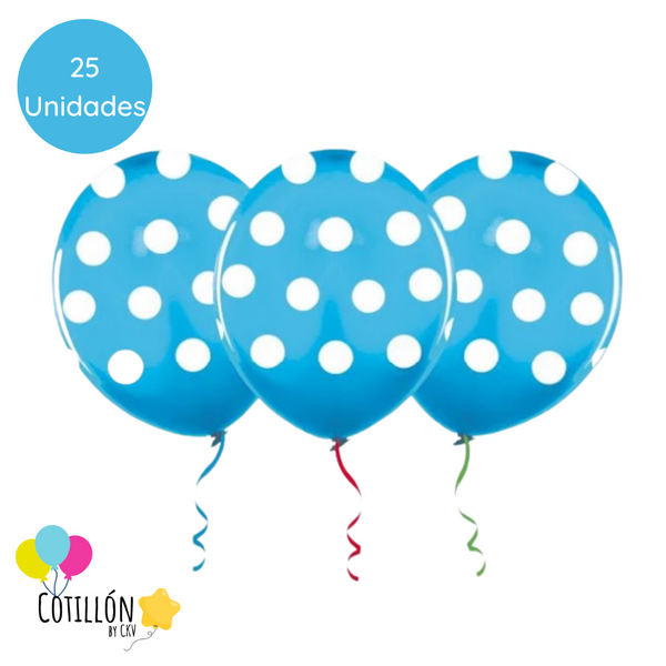 Globo Polka Celeste R9 x 25 Unidades