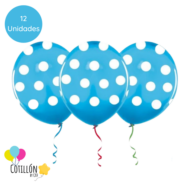 Globo Polka Celeste R9 x 12 Unidades