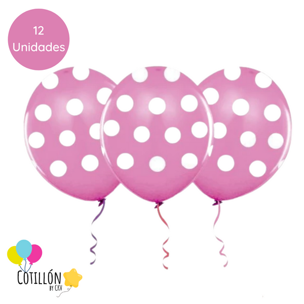 Globo Polka Rosado R9 x 12 Unidades