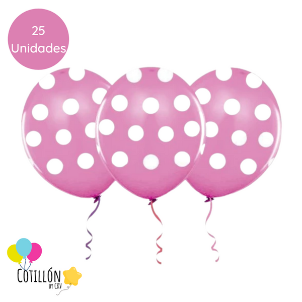 Globo Polka Rosado R9 x 25 Unidades