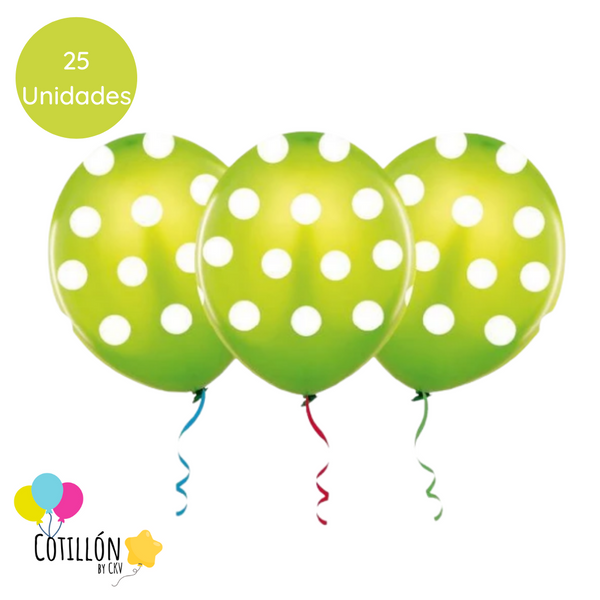 Globo Polka Verde Lima R9 x 25 Unidades