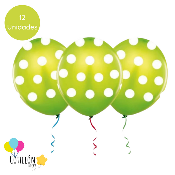 Globo Polka Verde R9 x 12 Unidades