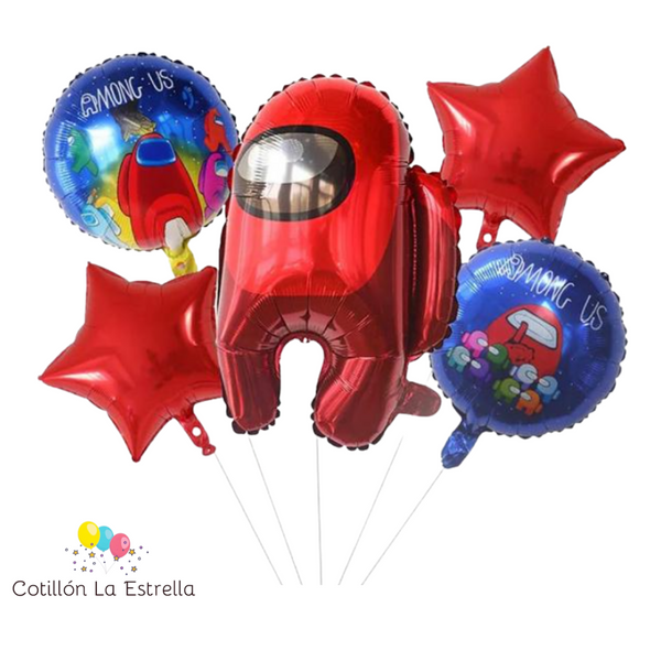 Set Globo Mylar Among Us Rojo