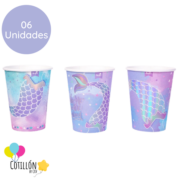 Vasos Sirenita x 6 Unidades